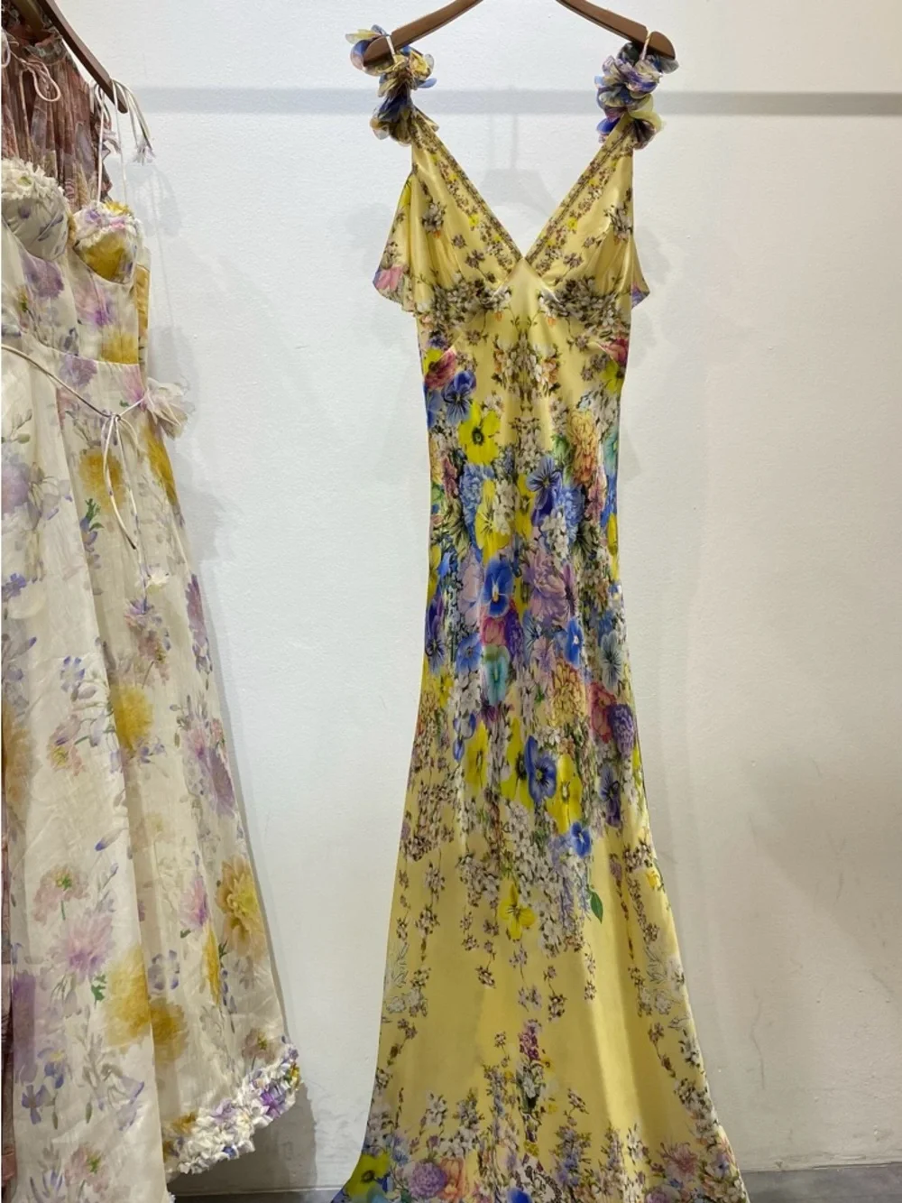 Camilla Yellow Floral V-Neck Maxi Dress with Multicolor Print - Picture 7 of 11